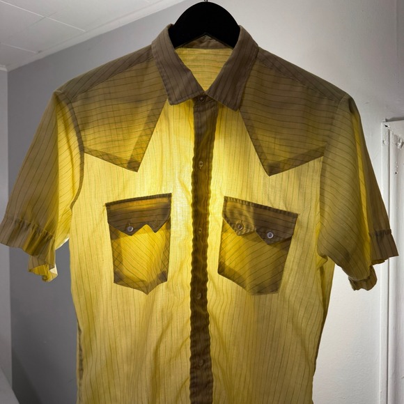 Vintage Other - Vintage Short Sleeve Button Shirt Medium Striped Thin Rockabilly 70s 80s Preppy